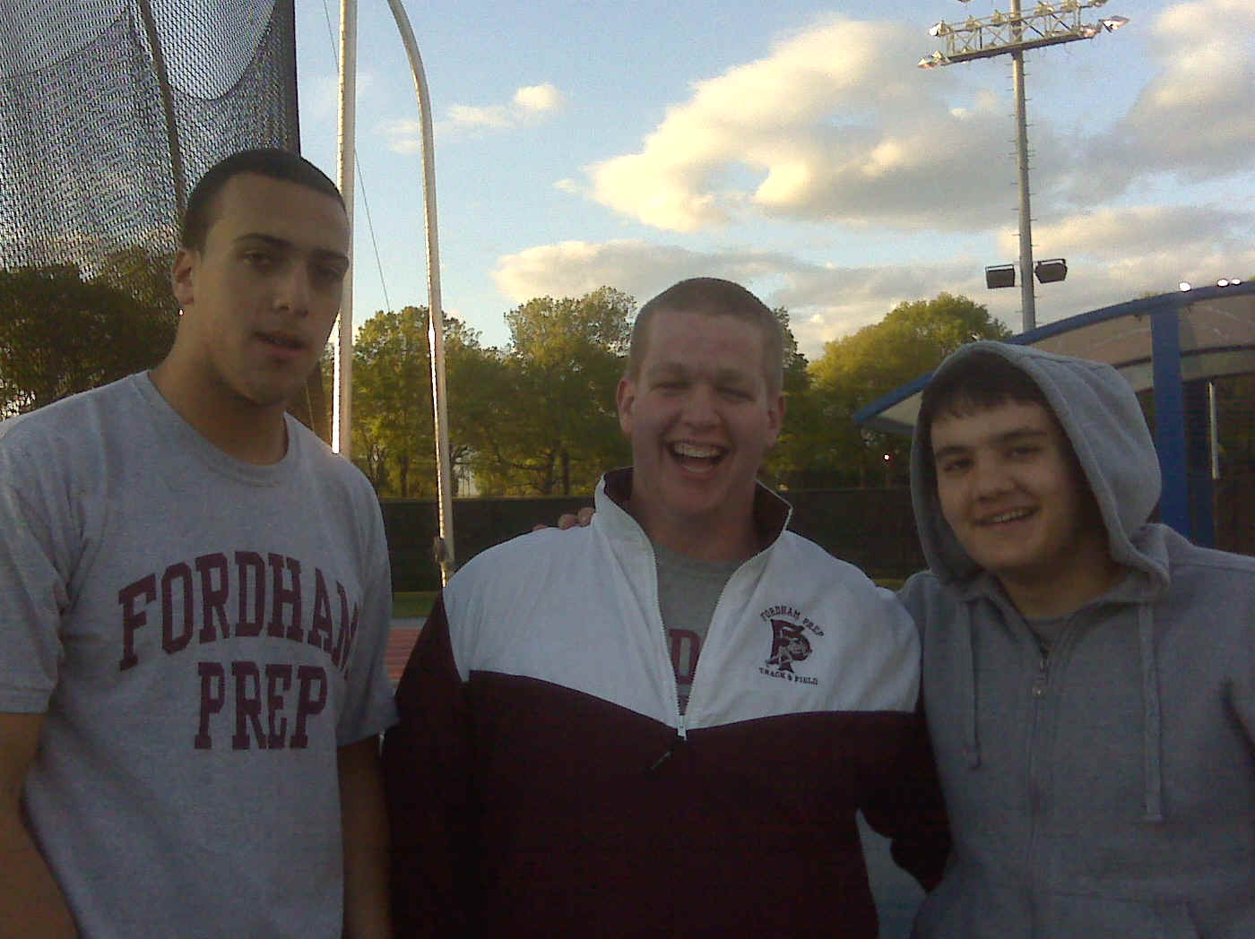 l-r: Brad Seaton, Mike Burke, Marc DeCicco; all 3 cracked 100 ft in the discus for the first time, making a sweep of the event for the Prep