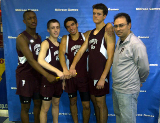 Malik Crossdale '14, Lucas Keefer '12, Antonio Rosa '11 and Mike McNamara '11 qualified for the 104th Millrose Games with their 5th place, 8:07.94 performance at the Millrose Trials Jan 13, 2011