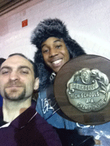 Trevon Tann '11, and Coach Matt Febles with 4th HJ City Champ plaque for FP in last 5 Years